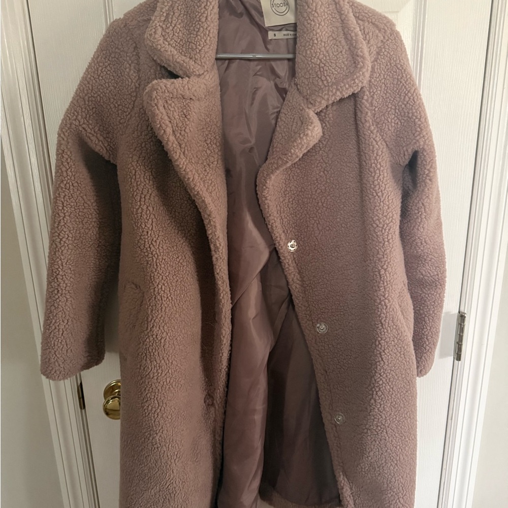 Stoosh Women's Mauve Teddy Pea Coat